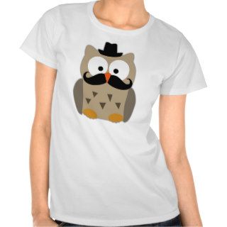 Owl with Mustache and Hat Tee Shirt