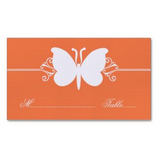 Coral Butterfly Swirls Wedding Place Card Business Card