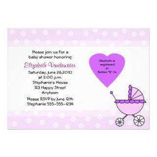 Purple Baby Shower Invitation Carriage Invitation