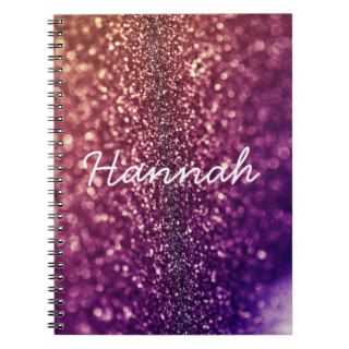 Purple named HANNAH crystal glitter notebook