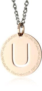 Rebecca "Word" Rose Gold Over Bronze Letter "U" Necklace Jewelry