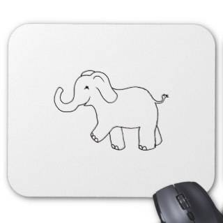 Happy Elephant   Fun cute whimsical drawing art Mousepad