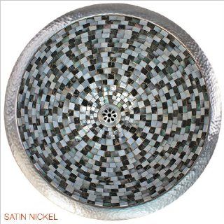Linkasink V007A SN Small Round Mosaic Drop In Bath Sink Satin Nickel   Vessel Sinks  