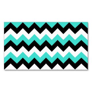 Turquoise Black and White Chevron Business Cards