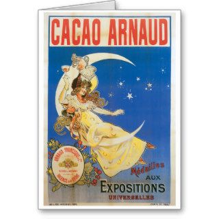 Cacao Arnaud Vintage Chocolate Drink Ad Art Greeting Cards
