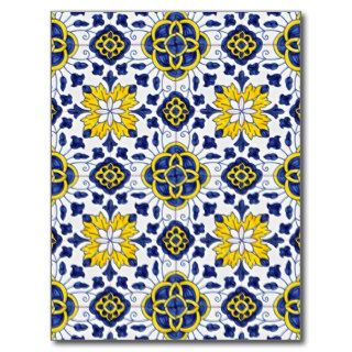 Tile Turkish Iznik Girih Ethnic Floral Pattern Postcard