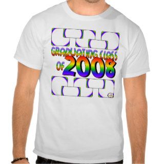 Graduation 2008 Rainbow Writing Rounded Squares Tee Shirts