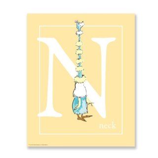 N   NECK, Yellow Dr. Seuss Letter Art  Seuss Prints  Nursery Wall Decor  Baby