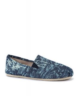 Blue Denim Hawaiian Print Slip On Shoes