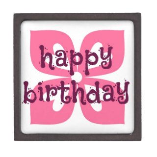 Pink Happy Birthday Flower Design Premium Jewelry Box