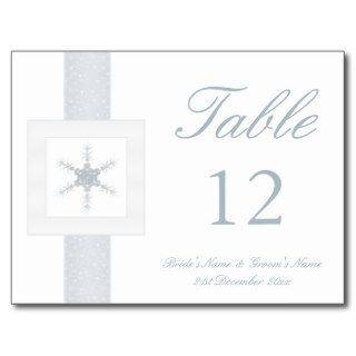 Winter Glitter Snowflake Wedding Table Numbers Postcards