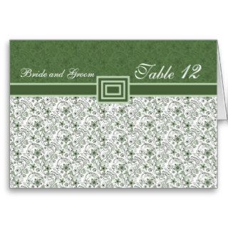 Elegant Emerald Floral Damask Table number card Greeting Cards