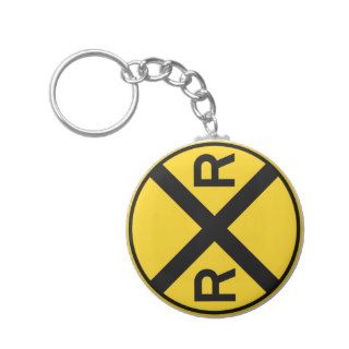 Railroad Crossing Highway Sign Keychains