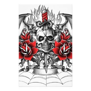 Skull n Dagger with Devil wings Stationery Design