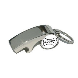 Adopt Dog Bone   Animal Shelter Adoption   Plated Metal Whistle Bottle Opener Keychain Key Ring Automotive