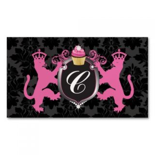 311 Luxe Lion Heraldry Cupcake Pink Metallic Pearl Business Card