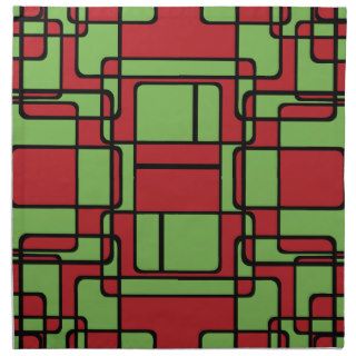 mod style pattern in  Earls Green ,Persian Red and Cloth Napkin