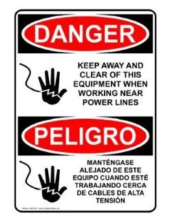 OSHA DANGER Keep Away Clear Power Lines Bilingual Sign ODB 8207  Business And Store Signs 