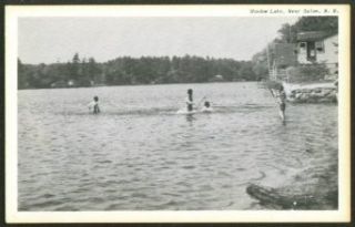 Waterfront Shadow Lake near Salem NH postcard 40s Entertainment Collectibles