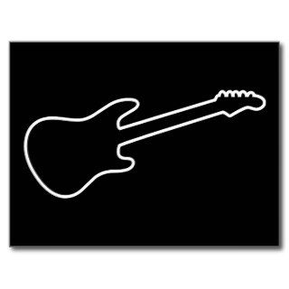 Black & White Electric Guitar Silhouette Postcard