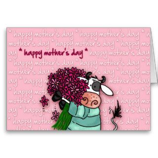 Happy Mother's Day   flower cow Greeting Card