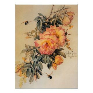 Paul De Longpre, Orange Roses Print