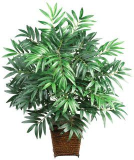 Nearly Natural 6556 Bamboo Palm with Wicker Basket Decorative Silk Plant, Green   Artificial Plants