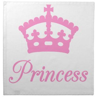 Princess text design with pink crown for baby cloth napkins