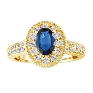 14K Yellow Gold Blue Sapphire and Diamond Ring Nearly 1 1/2ct tgw Jewelry