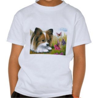 Dog 123 Papillon dog with Butterflies Tees