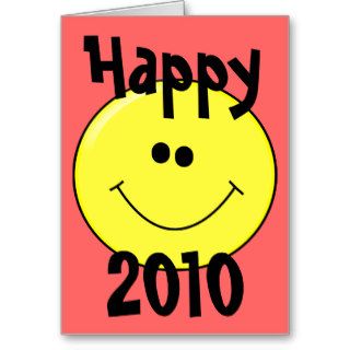 Happy 2010   Smiling Smiley on Card