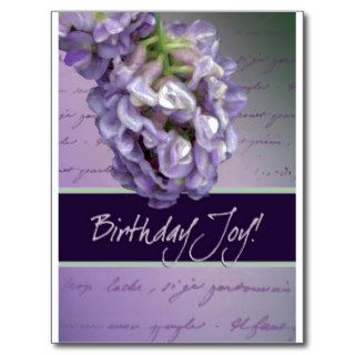 Lilac birthday joy post cards
