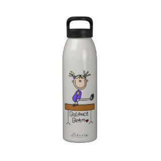 Blond Girl Gymnast on Balance Beam Reusable Water Bottles