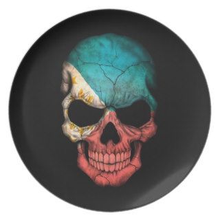 Filipino Flag Skull on Black Party Plate