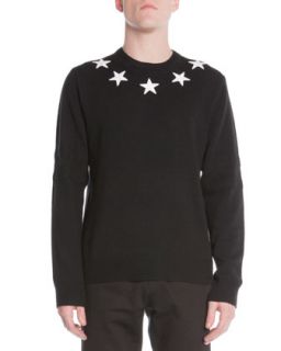 Mens Star Trim Pullover Sweater, Black   Givenchy   Black (LARGE)