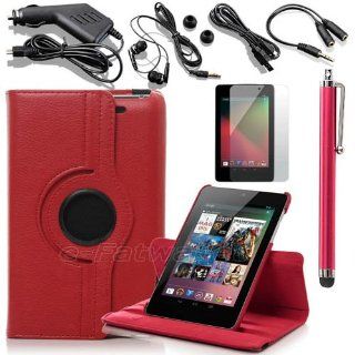 Leather Case Fits Google Nexus 7 2013 2nd Generation Red Folio Stand PU Leather + Charger/USB Cable/Stylus/LCD Screen Protective Film (Not fit Google Nexus 7 2012 1st Generation. Please see the 2nd image for the difference of 2012 and 2013 versions) (PLEAS