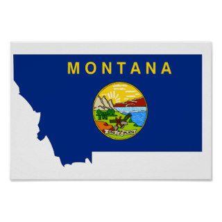 Montana Flag Map Print