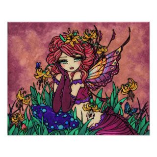 "Glacier Lily Fairy" Mushroom Fantasy Forest Art Poster