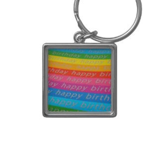 Happy Birthday Rainbow Colored Birthday Card Key Chain