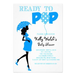Ready to Pop Baby Shower Invitation Blue