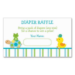 Turtle Frog Diaper Raffle Tickets Business Card Template