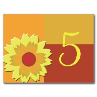 Sunflower Color Block Table Number Postcard