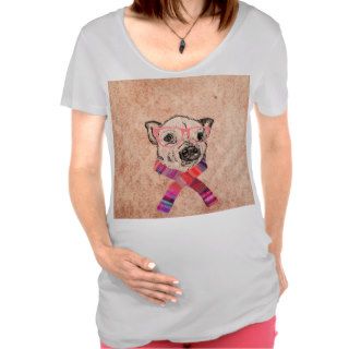 Funny Pig Sketch Pink Hipster Glasses on Damask Shirt