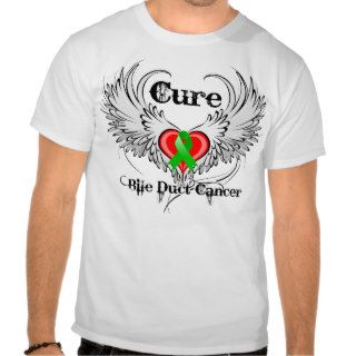 Cure Bile Duct Cancer Heart Tattoo Wings T shirt