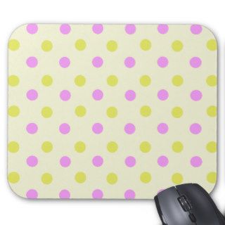 Pink and Yellow Polka Dot Mouse Pad