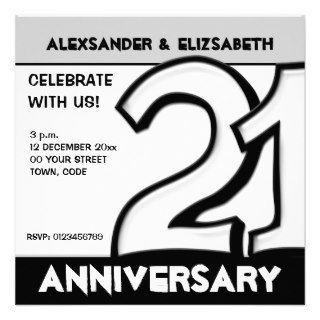 Silly Number 21 white Anniversary Party Invitation