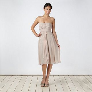 Debut Light brown ruched bust midi dress