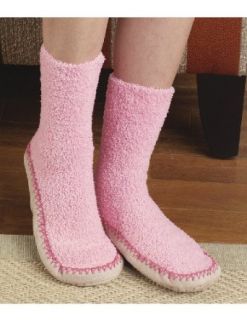 Comfortable Non Confining Women's Moccasin Slipper Socks Wtih Non Skid Soles Clothing