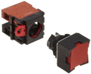 Omron A22 DR 11M Full Guard Type Pushbutton and Switch, Screw Terminal, IP65 Oil Resistant, Non Lighted, Momentary Operation, Square, Red, Single Pole Single Throw Normally Open and Single Pole Single Throw Normally Closed Contacts Electronic Component Pu