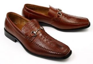 Delli Aldo Mens Dress Shoes Alligator Print Slip on Loafers Brown (9.5) Shoes
